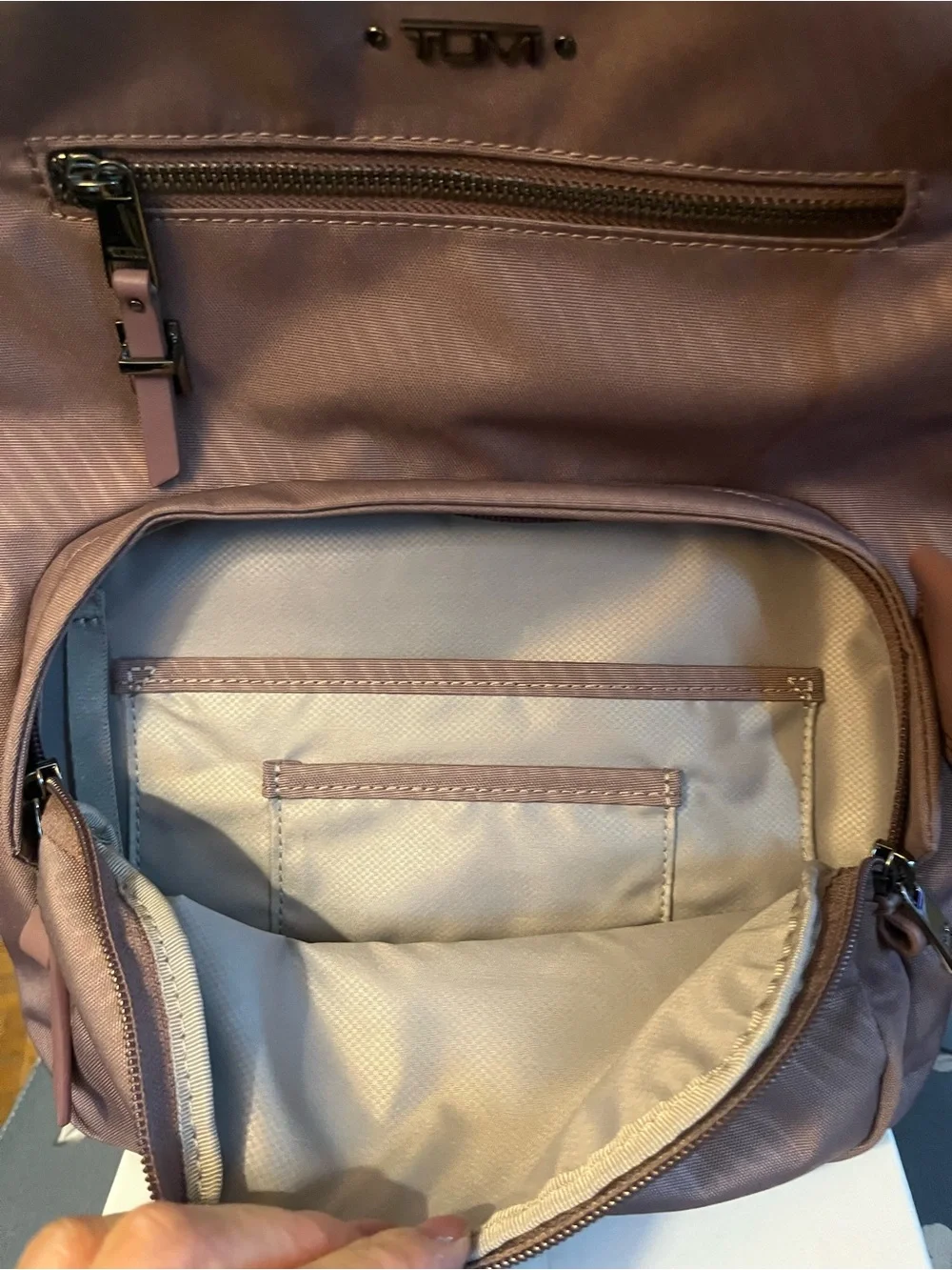 Tumi Mauve harriet Backpack with Leather Trim nwt
